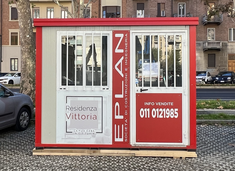 Vista frontale casetta cantiere Eplan